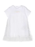 Balmain Kids polka dot-appliqué tulle dress - White