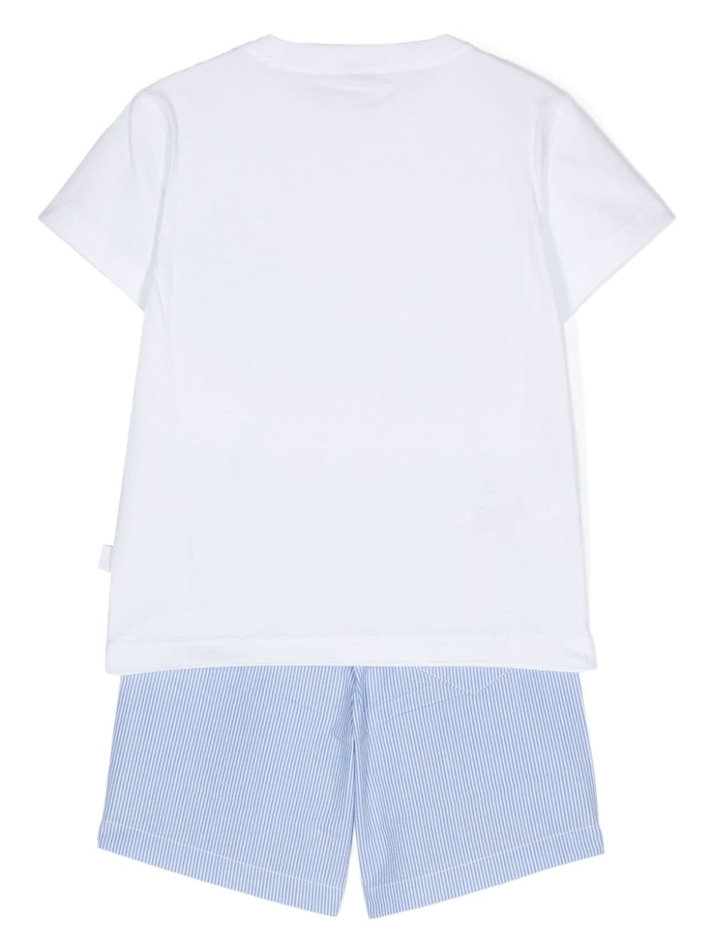 Il Gufo striped cotton shorts set - Blauw