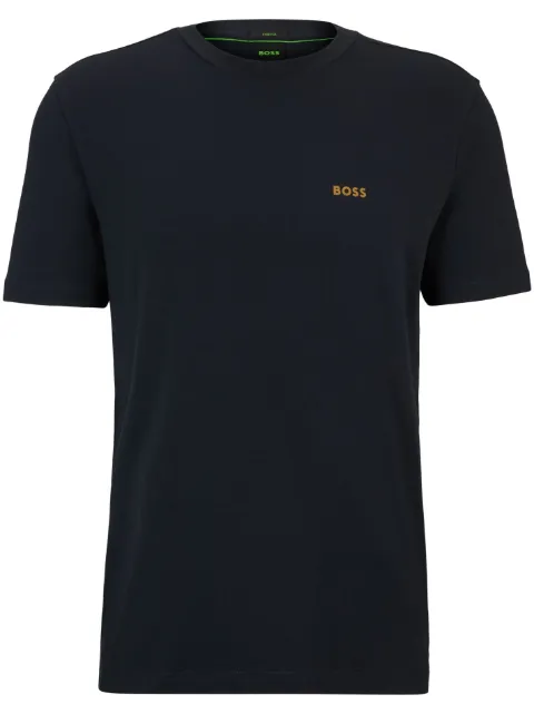 BOSS Camiseta de algodão stretch com logo bordado
