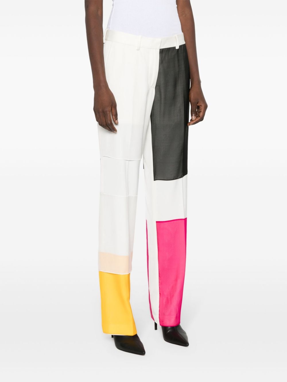 Shop Helmut Lang Patchwork Car Straight-leg Trousers In Neutrals