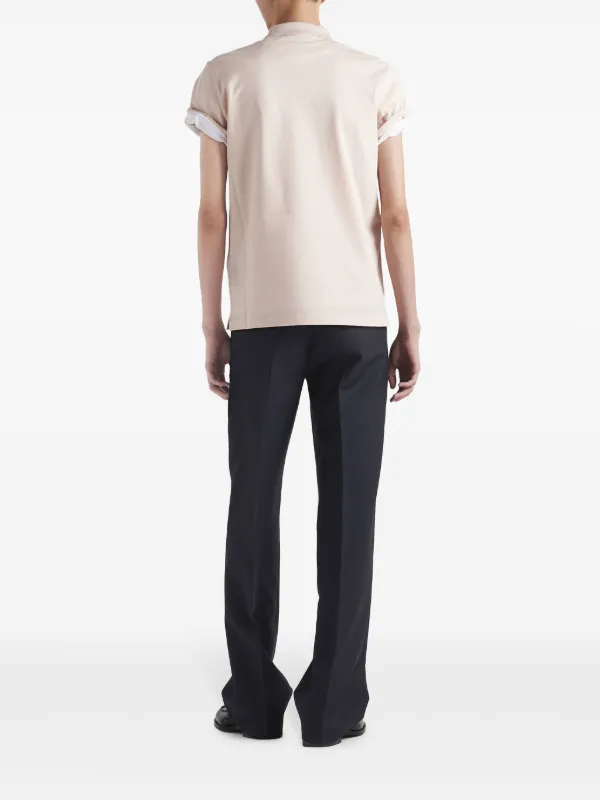 Prada triangle-logo Cotton Polo Shirt | Pink | FARFETCH