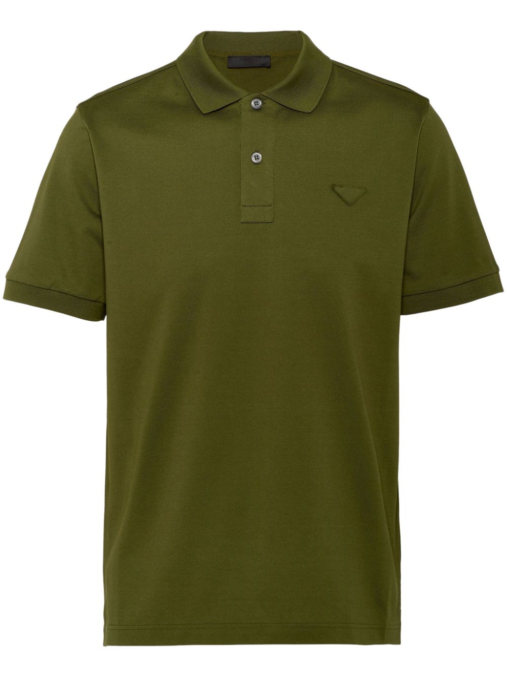 Prada Triangle-logo Cotton Polo Shirt In Green