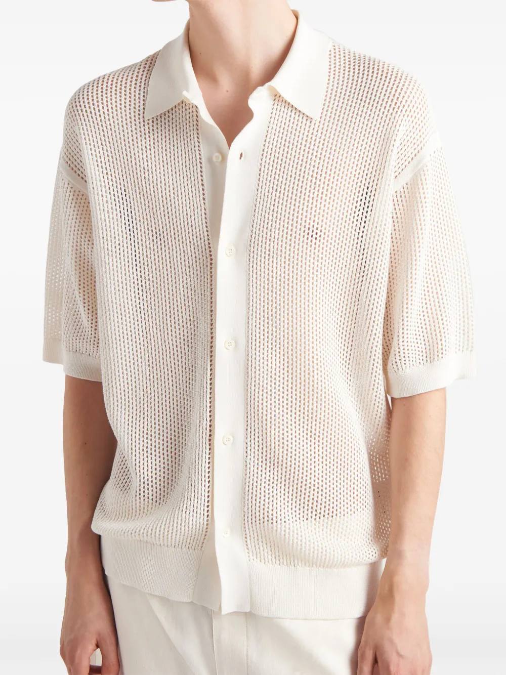Prada Poloshirt met geborduurd logo Beige