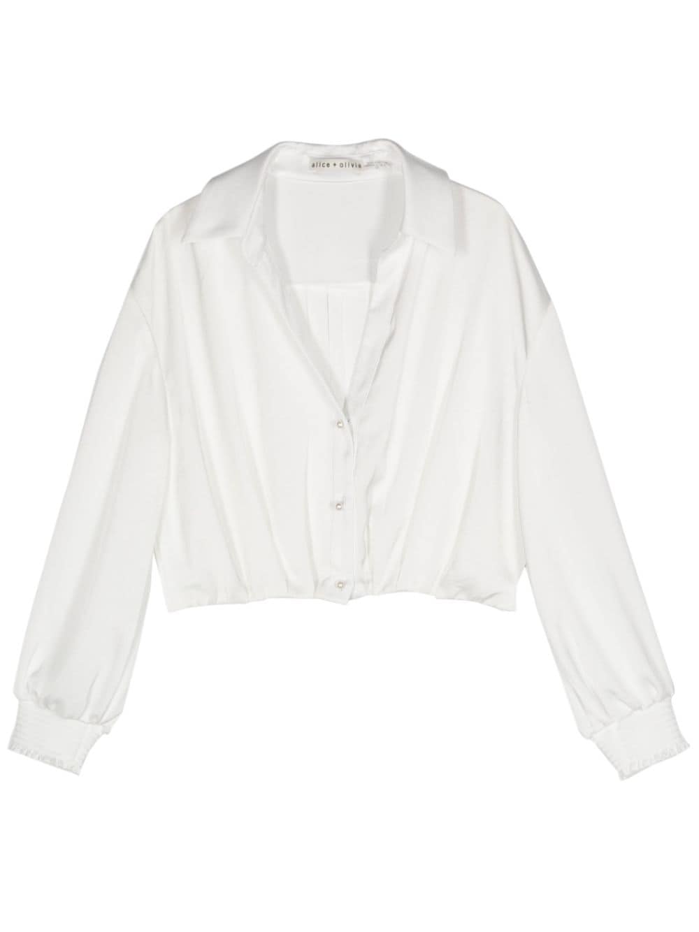 Shop Alice And Olivia Pierre Cropped Shirt In White