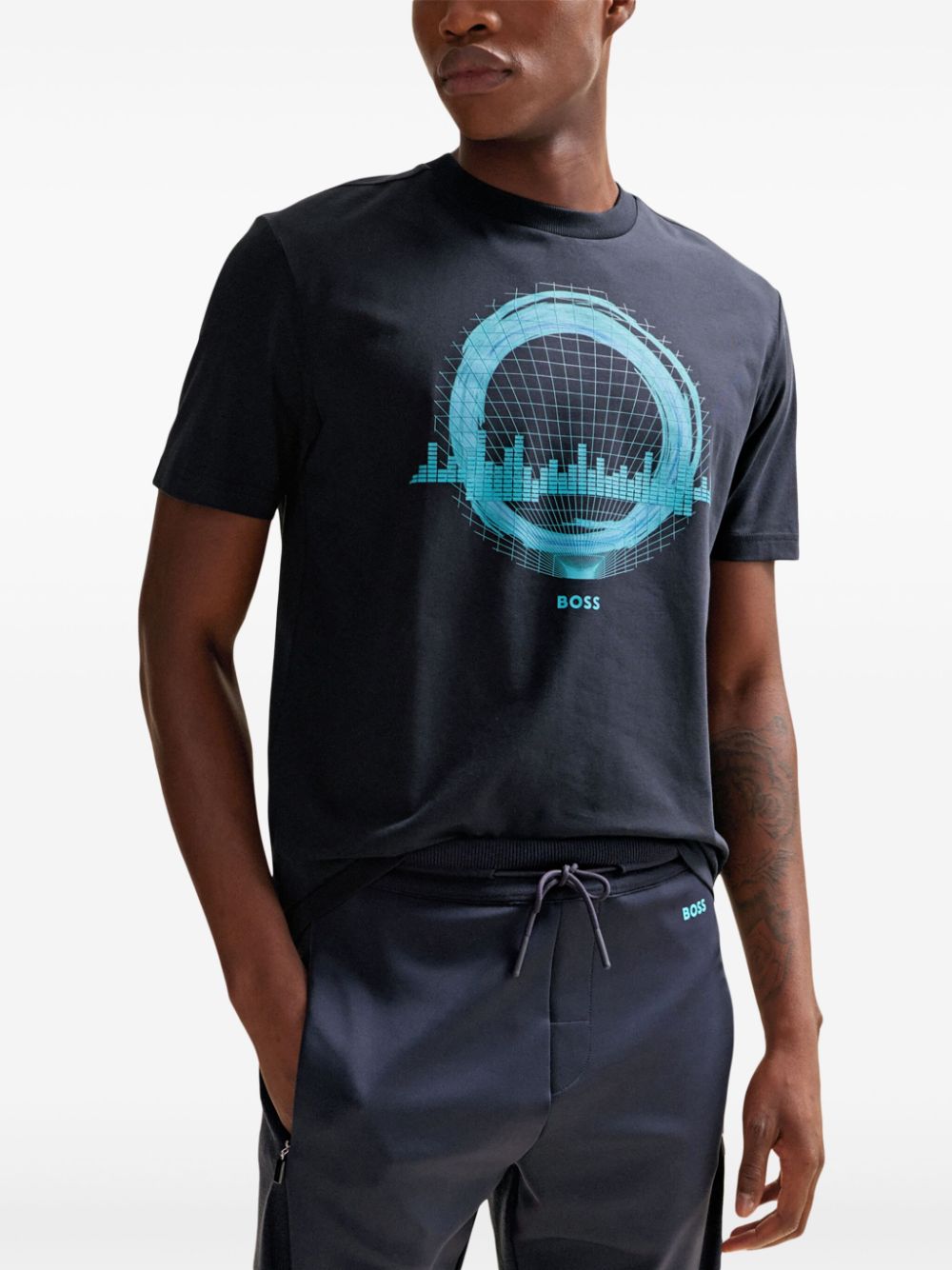 BOSS T-shirt met print Blauw