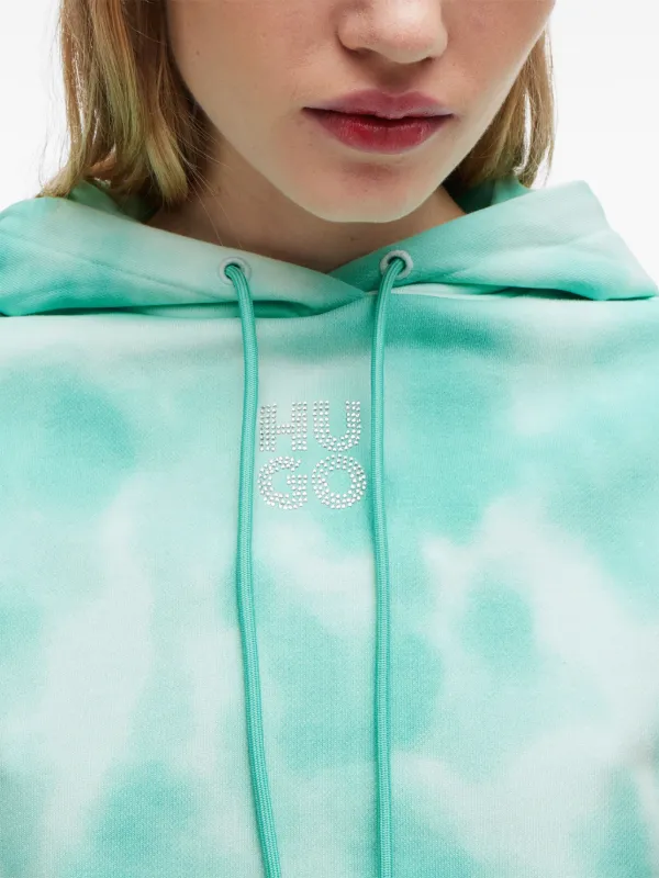 HUGO tie-dye Cotton Terry Hoodie Blue FARFETCH JO