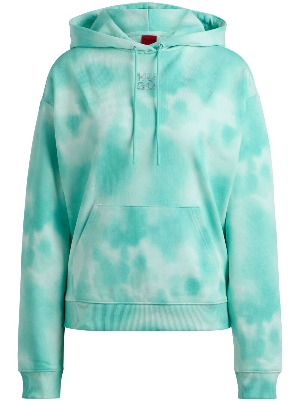 HUGO Hoodie met tie-dye Blauw