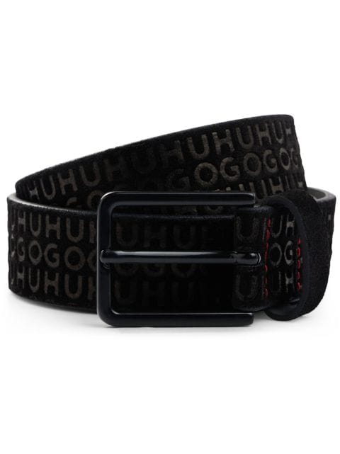 HUGO logo-print suede belt