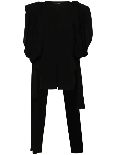 Yohji Yamamoto asymmetric puff-sleeve blouse