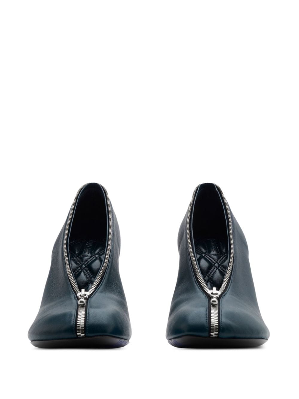 Shop Burberry Baby Zip 100mm Leather Pumps In Blue