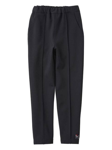 Familiar embroidered-motif crepe trousers