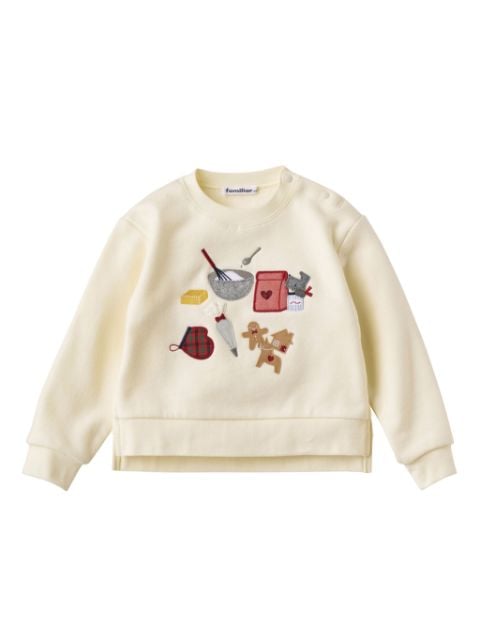 Familiar embroidered motif cotton sweater