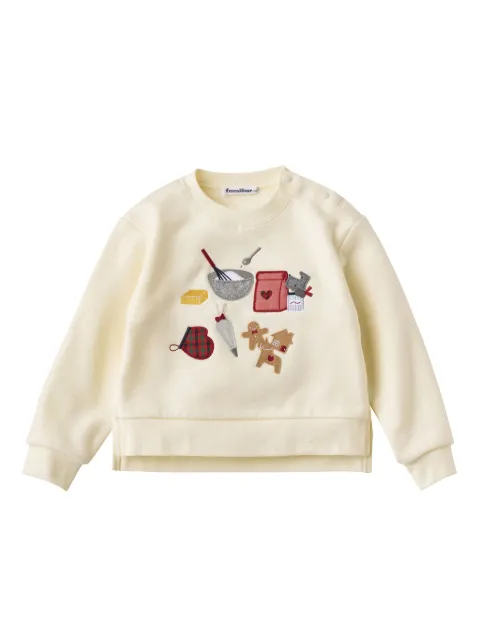 familiar embroidered motif cotton sweater