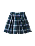 familiar plaid-check flared shorts - Blue