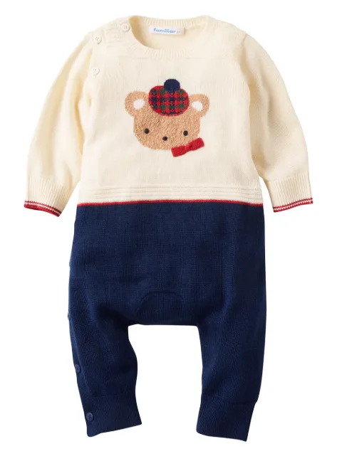 familiar logo-intarsia wool-blend romper
