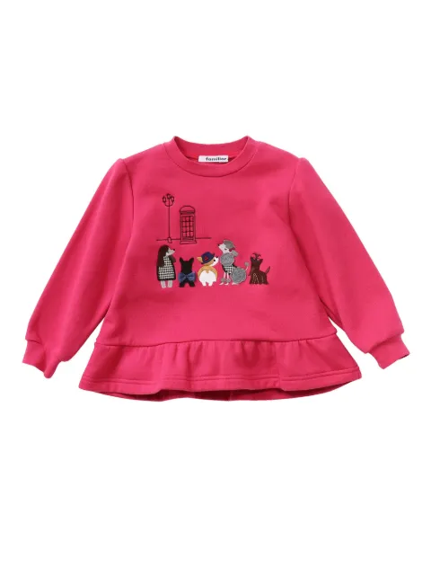 familiar dog-appliquéd cotton sweatshirt