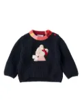 familiar bear-appliquéd jumper - Blue