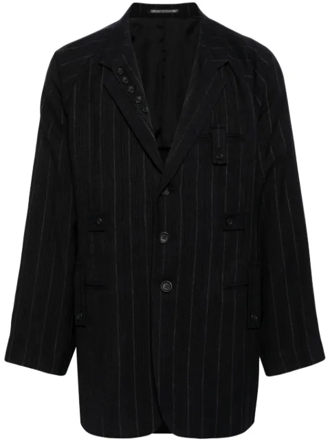 Yohji Yamamoto pinstriped single-breasted blazer