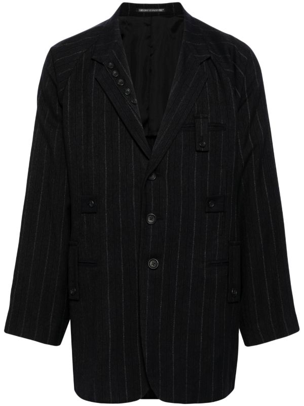 Yohji Yamamoto Pinstriped single-breasted Blazer - Farfetch