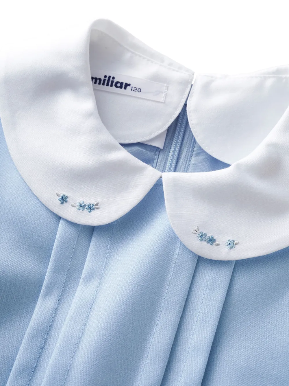 familiar Jurk met geborduurde bloemen en ceintuur Blauw