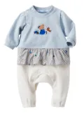 familiar appliquéd cotton romper - Blue