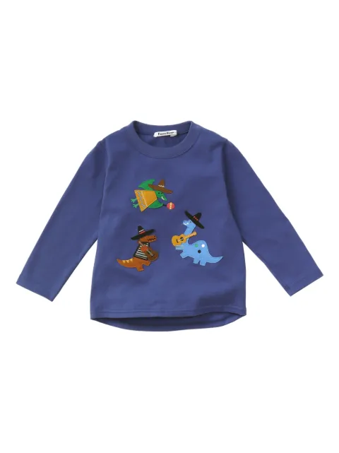familiar dinosaur-appliqué cotton T-shirt