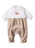 familiar teddy-appliqué cotton romper - Neutrals
