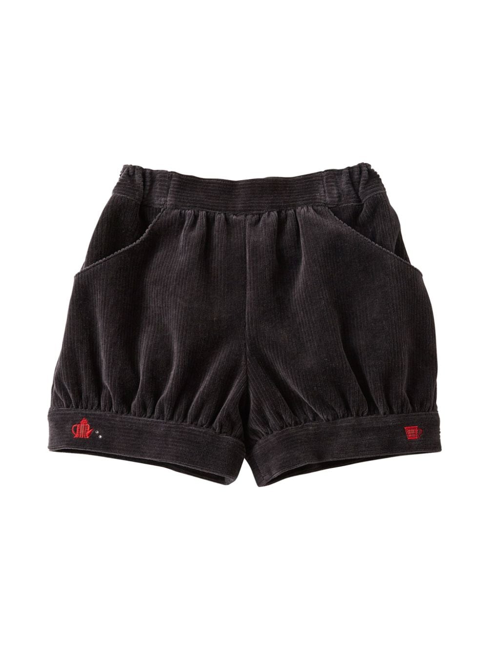 Familiar Kids' Logo-embroidered Corduroy Shorts In Black