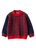 familiar check-pattern wool-blend jumper - Red