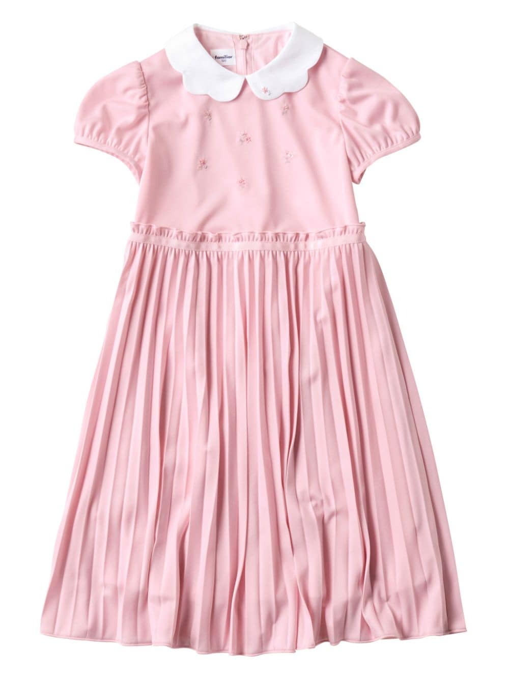 Familiar Kids' Embroidery-detail Pleat-skirt Dress In Pink