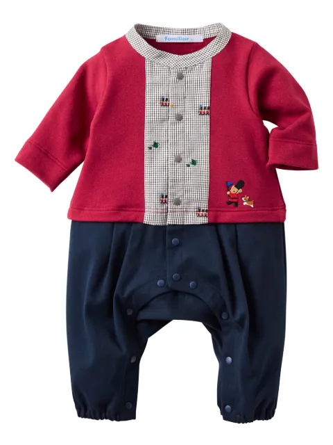 familiar appliquéd cotton-blend romper