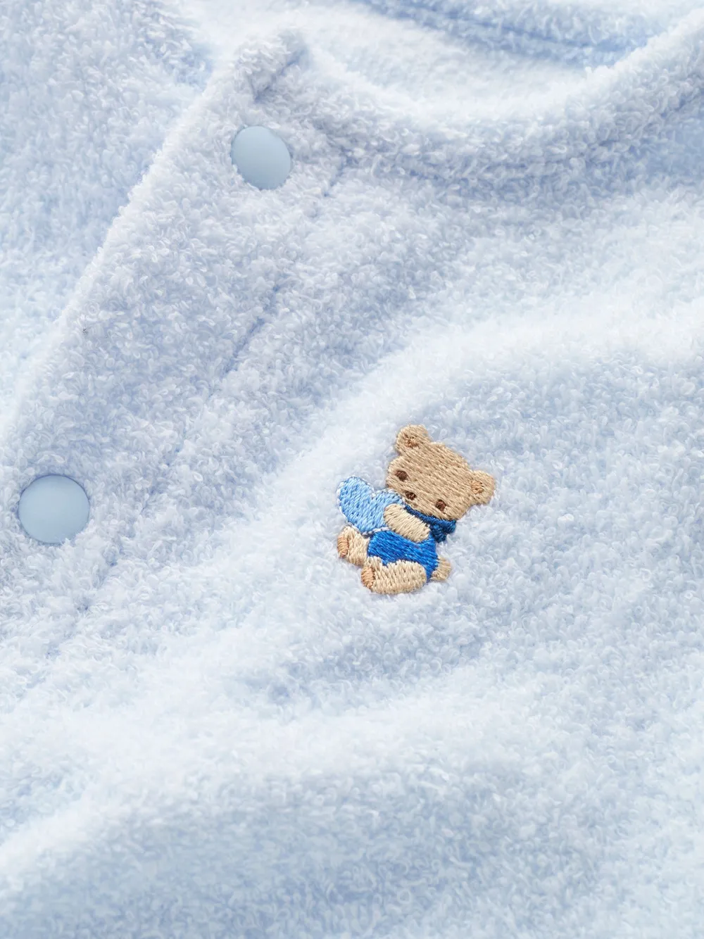 Familiar Embroidered Fleece Romper In Blue