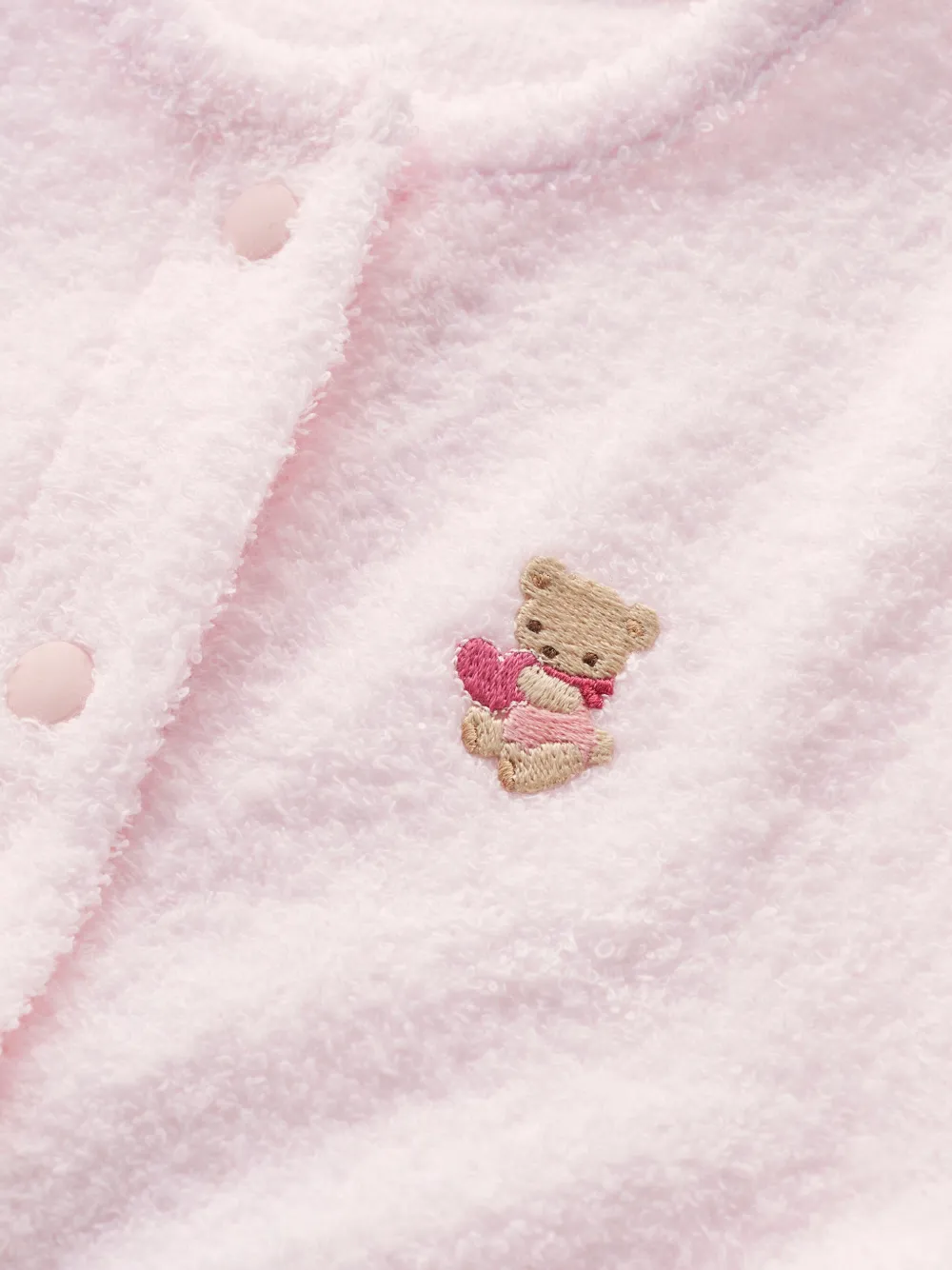 familiar Fleece romper met borduurwerk Roze