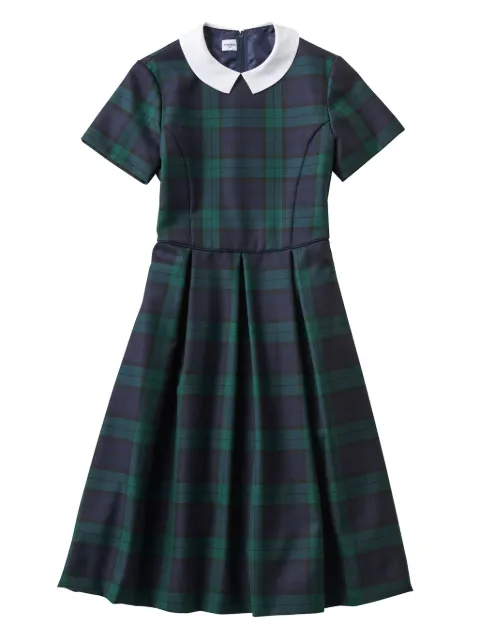 familiar check-pattern cotton-blend dress
