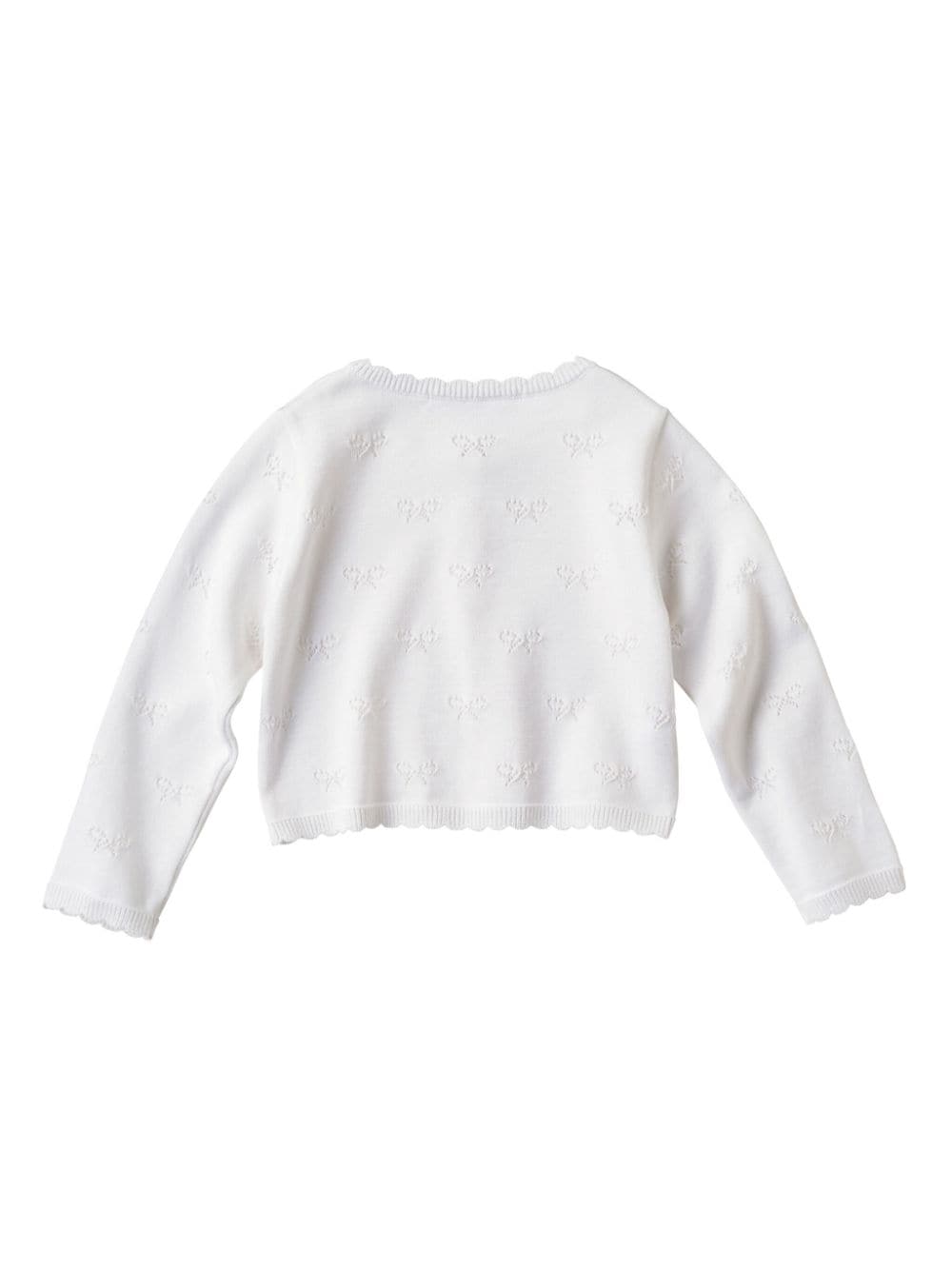 Shop Familiar Scalloped Pointelle-knit Cardigan In White