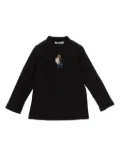familiar bear-embroidered mock-neck jumper - Black
