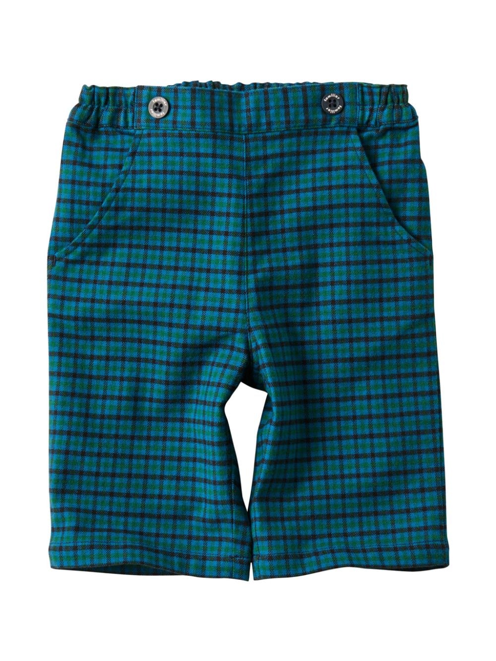 Familiar Kids' Plaid Cotton-blend Shorts In Green