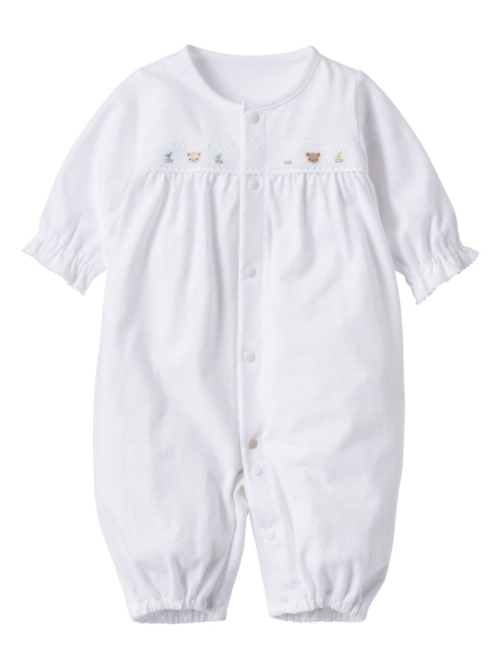 Familiar Babies' Emboidered Motif Cotton Romper In White