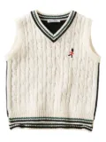 familiar logo-embroidered cable-knit vest - Neutrals