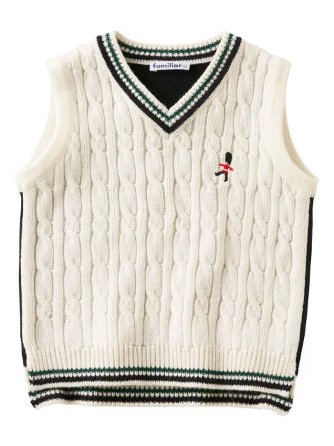 Familiar logo-embroidered cable-knit vest 