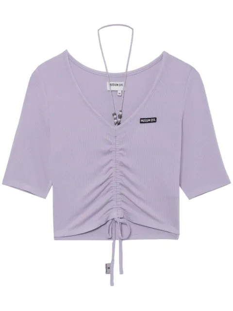 Musium Div. gathered V-neck T-shirt
