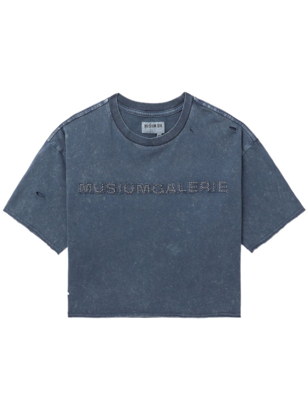Musium Div. Gerafeld T-shirt met logopatch Blauw