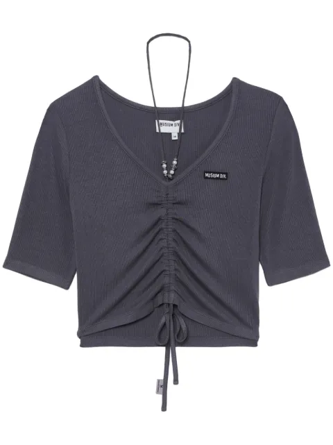 Musium Div. gathered V-neck T-shirt