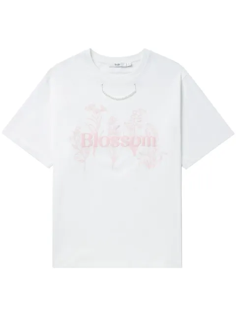 b+ab pearl-chain floral-print T-shirt