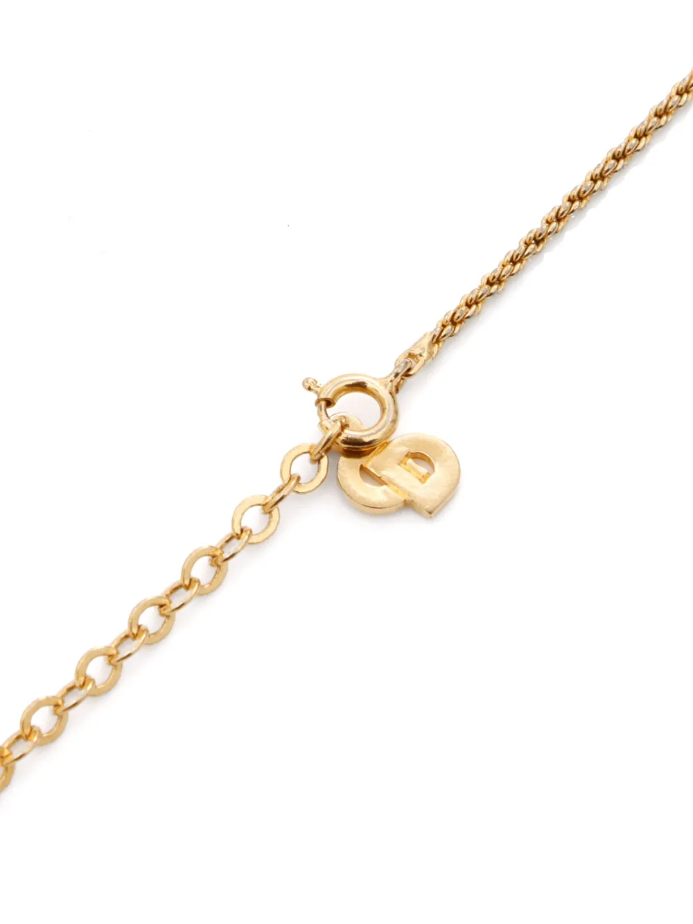 Pre-owned Dior Rhinestone-embellished Pendant Necklace In Gold