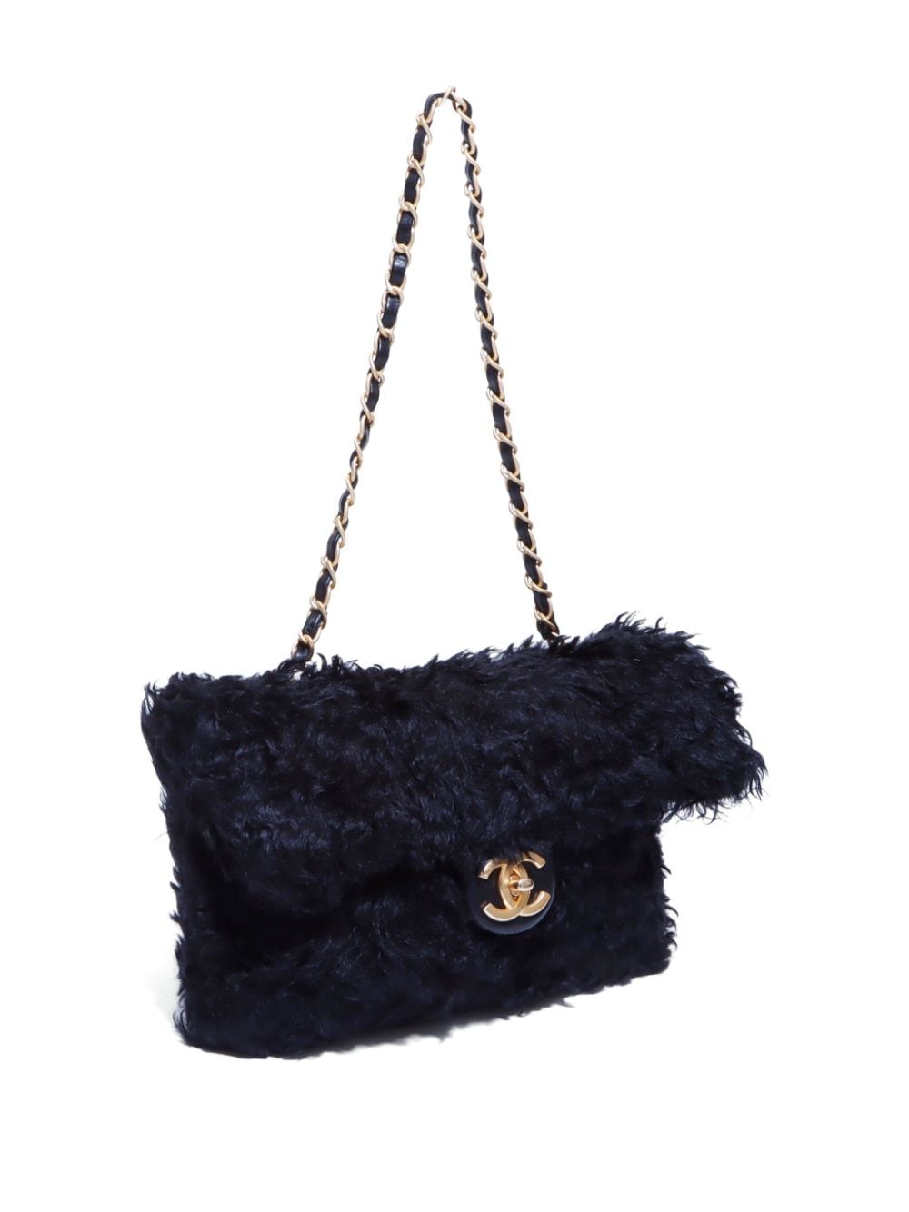 Pre-owned Chanel 2017 Faux-fur Shoulder Bag In Black