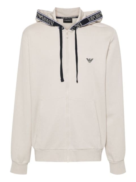 Emporio Armani hoodie con franja del logo y cierre