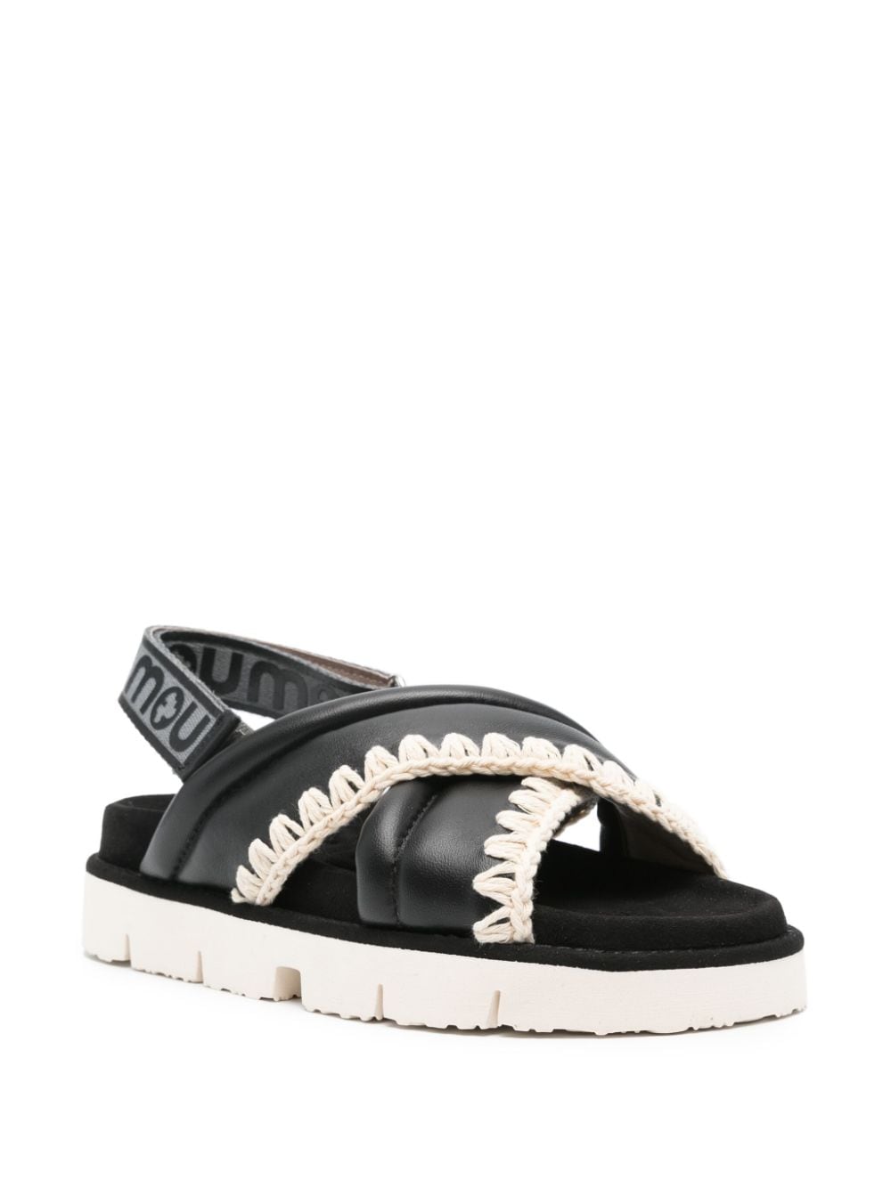 Mou crossover-strap leather sandals - Zwart