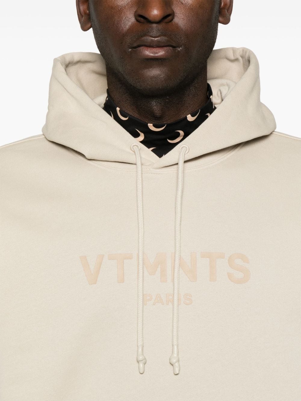 Shop Vtmnts Logo-print Cotton Hoodie In Neutrals