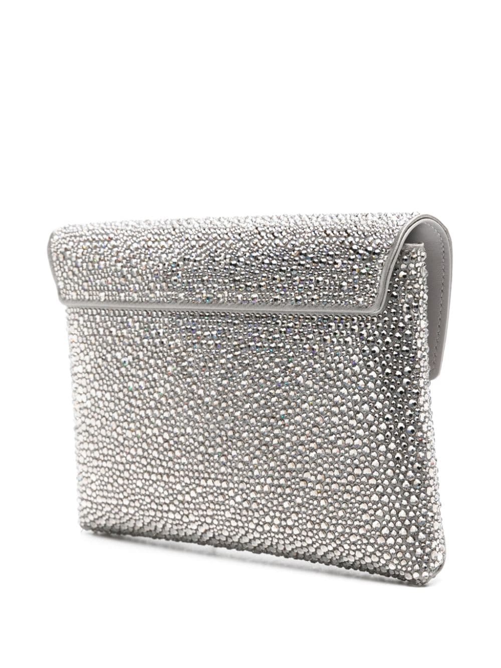 Shop Versace La Medusa Crystal Clutch Bag In Silver